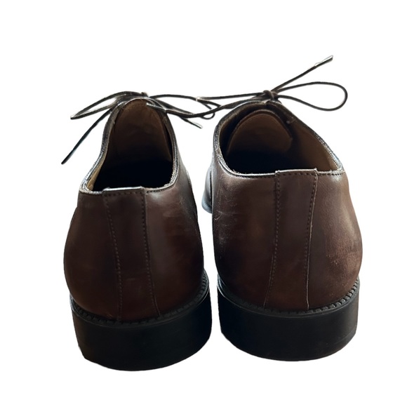 SANTONI Italy | Darian Brown Leather Lace Up Plain Cap Toe Oxfords | Men's 8 1/2 - Picture 4 of 8